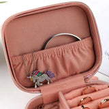 Small Leather Jewelry Box Travel Organizer with Pouch