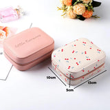 Small Leather Jewelry Box Travel Organizer with Pouch