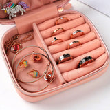 Small Leather Jewelry Box Travel Organizer with Pouch