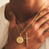 Compass Necklace Stainless Steel Pendant North Star Gift