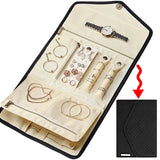 Portable Jewelry Organizer Roll for Travel-Rings Necklaces Earrings Storage Bag