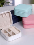 Mini Jewelry Box Travel Portable Zipper Necklace Earrings Holder