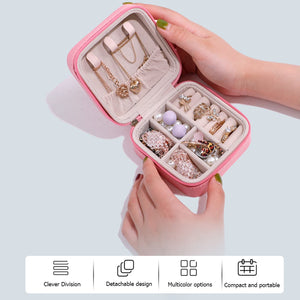 Mini Jewelry Box Travel Portable Zipper Necklace Earrings Holder
