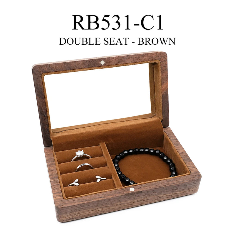 Retro Wood Jewelry Packing Case Wedding Ring Necklace Bracelet Organizer