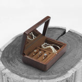 Retro Wooden Jewelry Box Organizer Wedding Ring Necklace Display Case