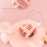 Transparent Travel Round Jewelry Box Storage Display Case