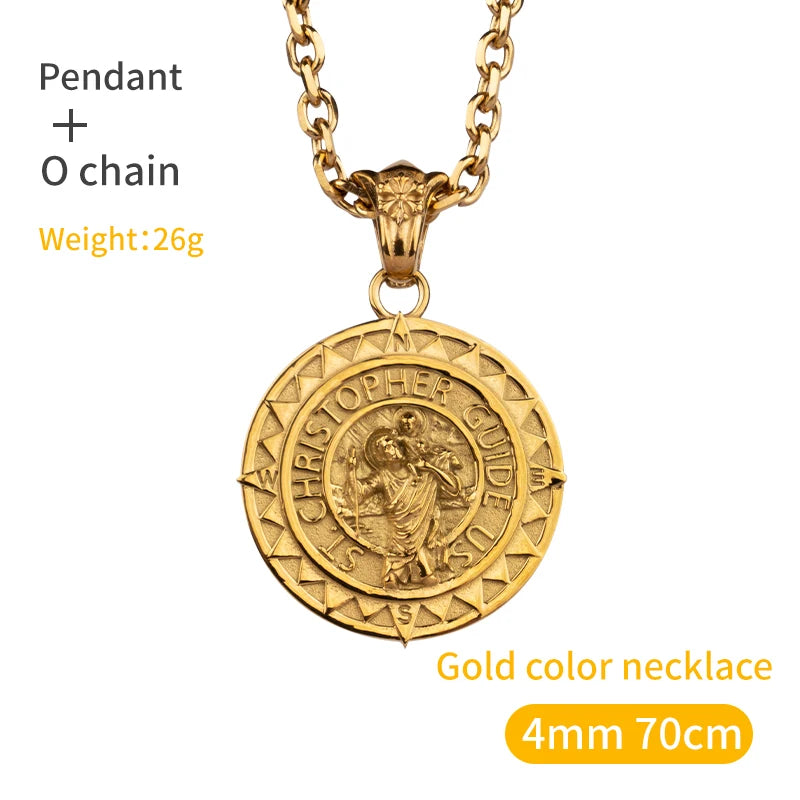St Christopher Stainless Steel Chain Necklaces for Men