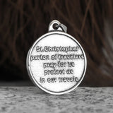 Travel Safe Compass St Christopher Necklace for Men