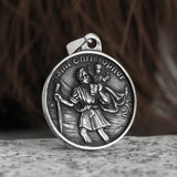 Travel Safe Compass St Christopher Necklace for Men