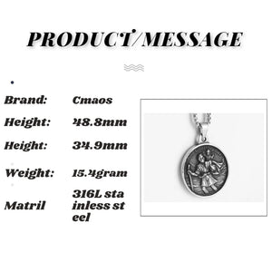 Travel Safe Compass St Christopher Necklace for Men