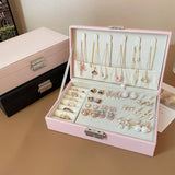 Travel Jewelry Box, Lockable Earrings Storage Large Capacity