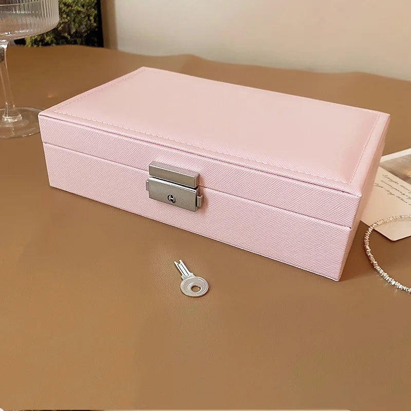 Travel Jewelry Box, Lockable Earrings Storage Large Capacity