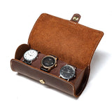 Vintage Leather Travel Watch Case Roll Organizer