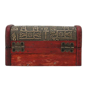 Small Wooden Travel Treasure Box Portable Chest for Home, Office