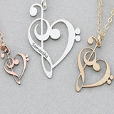 Music Teacher Gift Necklace Treble Clef Bass Clef Piano Band Appreciation