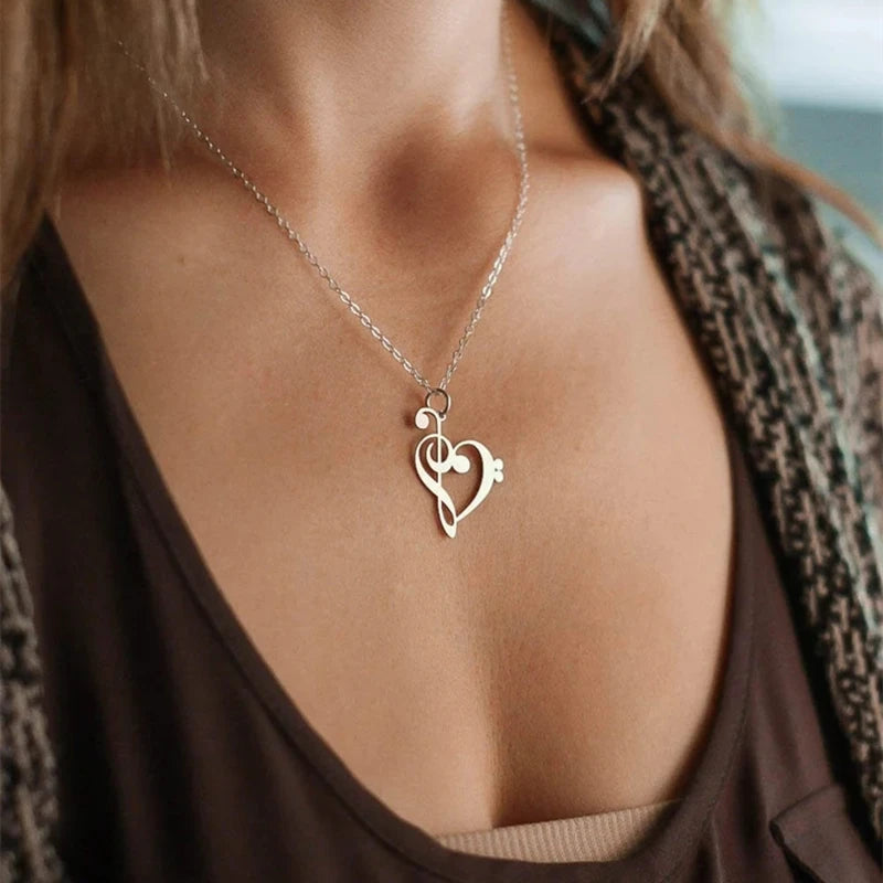 Music Teacher Gift Necklace Treble Clef Bass Clef Piano Band Appreciation