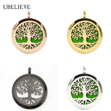 Tree Hollowed Magnetic Diffuser Pendant Chain Necklace