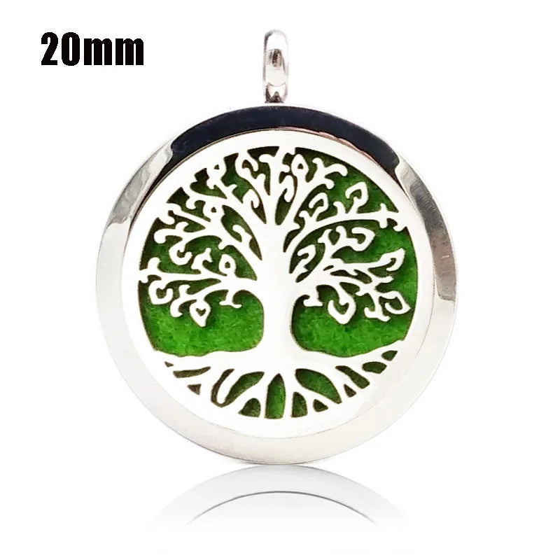 Tree Hollowed Magnetic Diffuser Pendant Chain Necklace