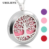 Tree Hollowed Magnetic Diffuser Pendant Chain Necklace