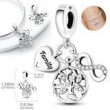 Tree Of Life 925 Silver CZ Beads Charm Pendant Fit Bracelet DIY Women Jewelry