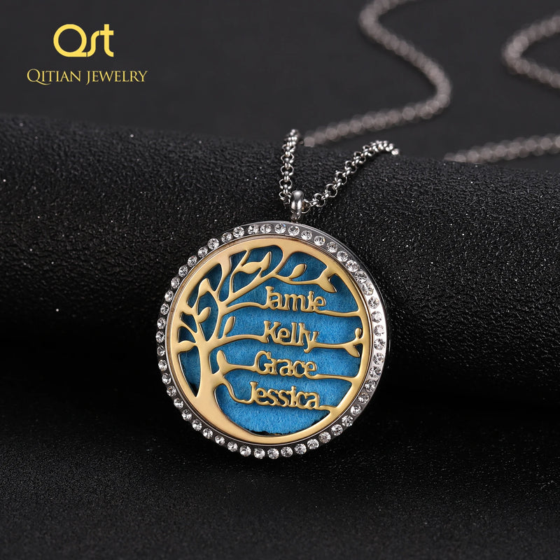 Tree Of Life Aroma Box Necklace Magnetic Diffuser Locket Name Jewelry