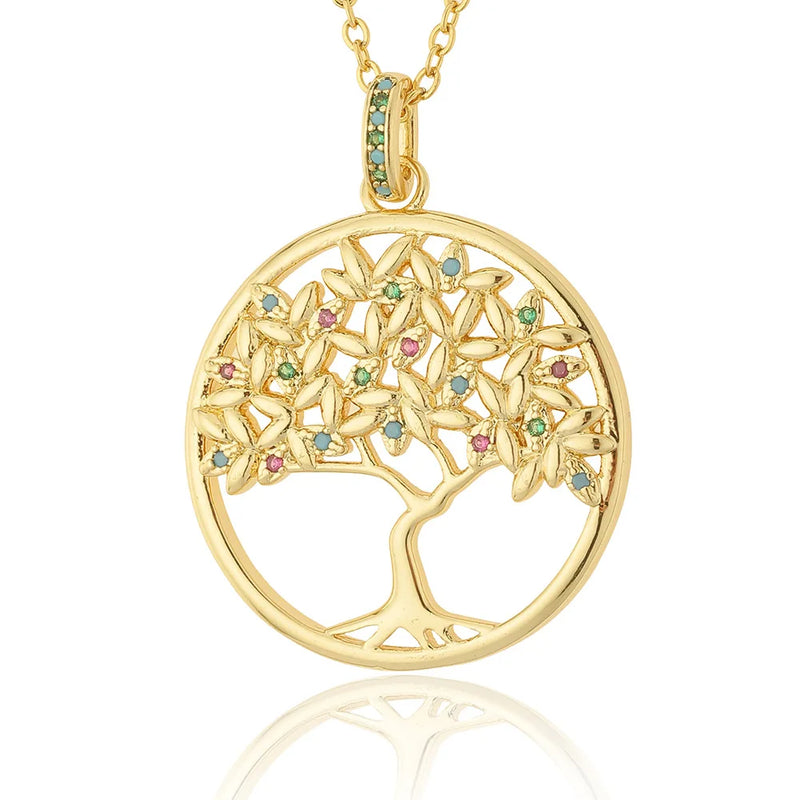 Tree Of Life Pendant With Crystal Stone Choker Jewelry