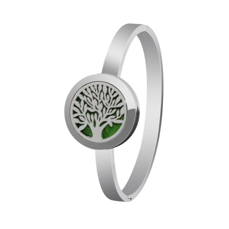 Tree of Life 25MM Magnet Essential Oil Diffuser Bangle Bracelet