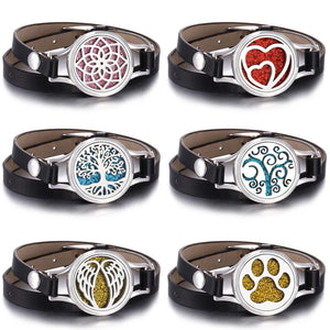 Tree of Life Aromatherapy Bracelet Diffuser Locket Multilayer Leather