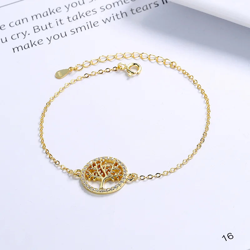 Tree of Life Bracelet with Zircon S925 Silver Jewelry Gift