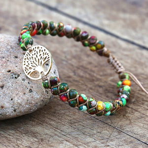 Tree of Life Charm Bracelet Stainless Steel Beaded Boho Wrap