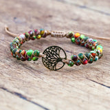 Tree of Life Charm Bracelet Stainless Steel Beaded Boho Wrap