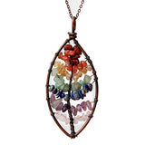 Tree of Life 7 Chakra Necklace Reiki Healing Crystal Pendant