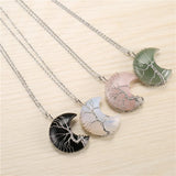 Crescent Moon Tree of Life Crystal Pendant