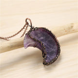 Crescent Moon Tree of Life Crystal Pendant