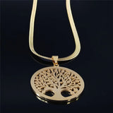 Tree of Life Crystal Steel Choker Necklace for Women