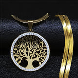 Tree of Life Crystal Steel Choker Necklace for Women