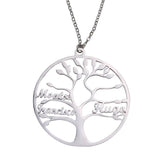 Tree of Life Family Custom Name Pendant Necklace Stainless Steel