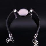 Tree of Life Leather Steel Bracelet Women Silver B1786S03