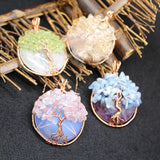 Tree of Life Quartz Pendant for Long Necklaces Crystal Charm Suspension