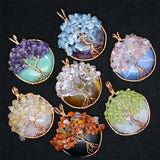 Tree of Life Quartz Pendant for Long Necklaces Crystal Charm Suspension
