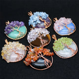 Tree of Life Quartz Pendant for Long Necklaces Crystal Charm Suspension