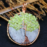 Tree of Life Quartz Pendant for Long Necklaces Crystal Charm Suspension