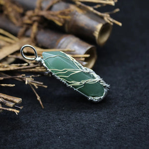 Tree of Life Natural Stone Pendant Green Aventurine Pink Purple Crystal