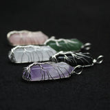Tree of Life Natural Stone Pendant Green Aventurine Pink Purple Crystal