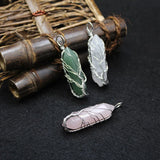 Tree of Life Natural Stone Pendant Green Aventurine Pink Purple Crystal