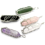 Tree of Life Natural Stone Pendant Green Aventurine Pink Purple Crystal