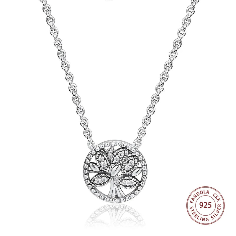 Tree of Life Necklace 925 Silver CZ Pendants for Women