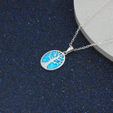 Opal Tree of Life Necklace 925 Sterling Silver Created Opal Pendant for Women