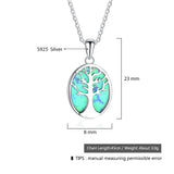 Opal Tree of Life Necklace 925 Sterling Silver Created Opal Pendant for Women