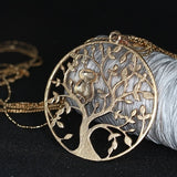 Tree of Life Owl Round Pendant Necklace Crystal Inlaid Accessory
